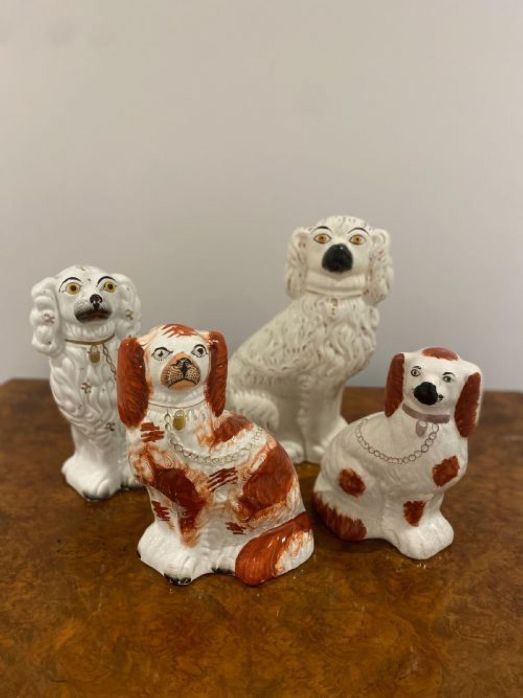 Collection Of Four Antique Quality Staffordshire Hand Painted Spaniels  In Good Condition For Sale In Ipswich, GB