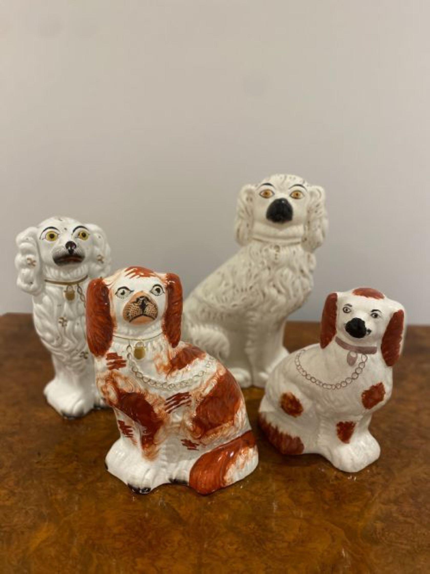 19th Century Collection Of Four Antique Quality Staffordshire Hand Painted Spaniels  For Sale