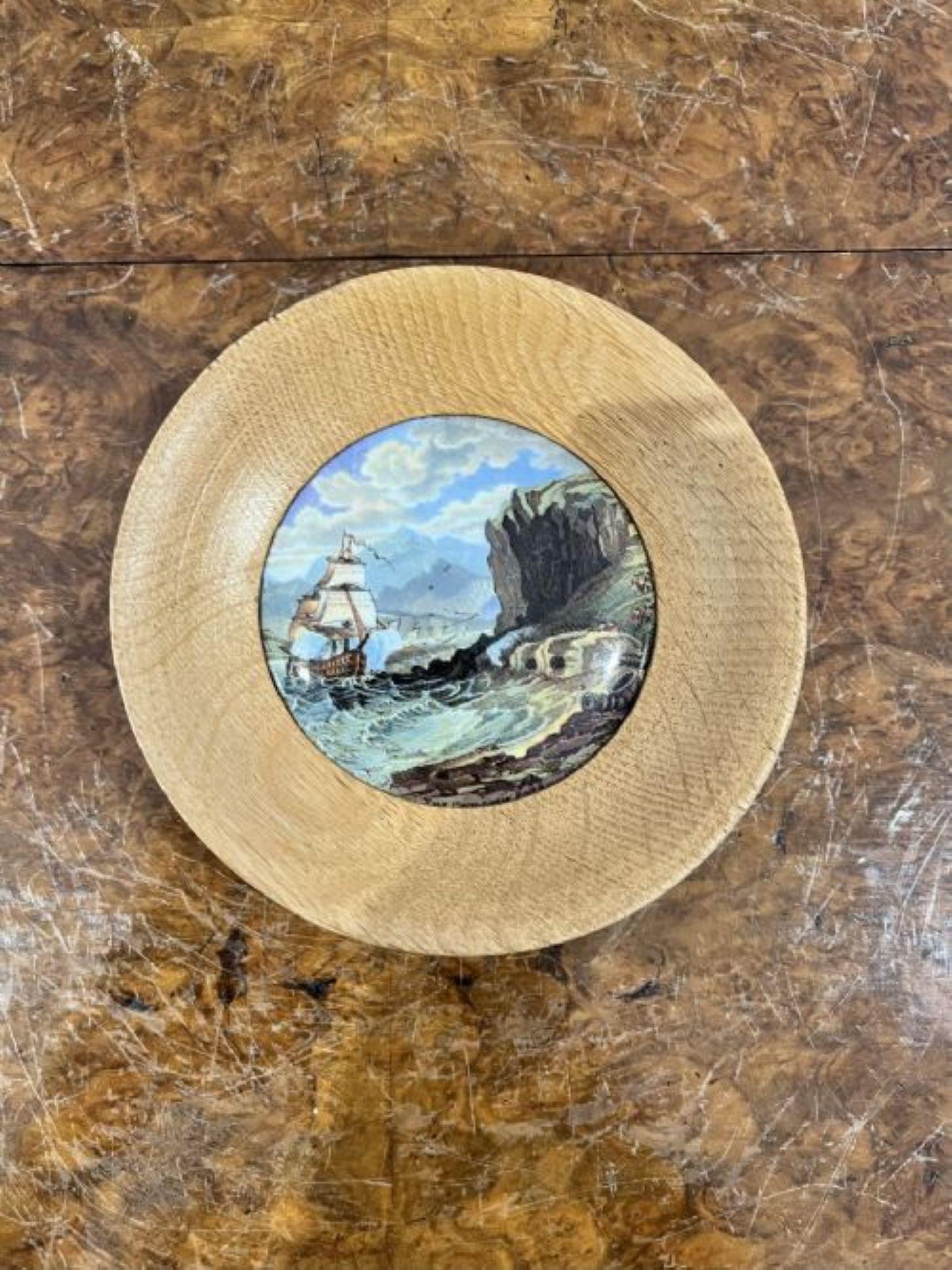 Collection of four antique Victorian quality pot lids with lovely decorated tops with various scenes in wonderful colours 
