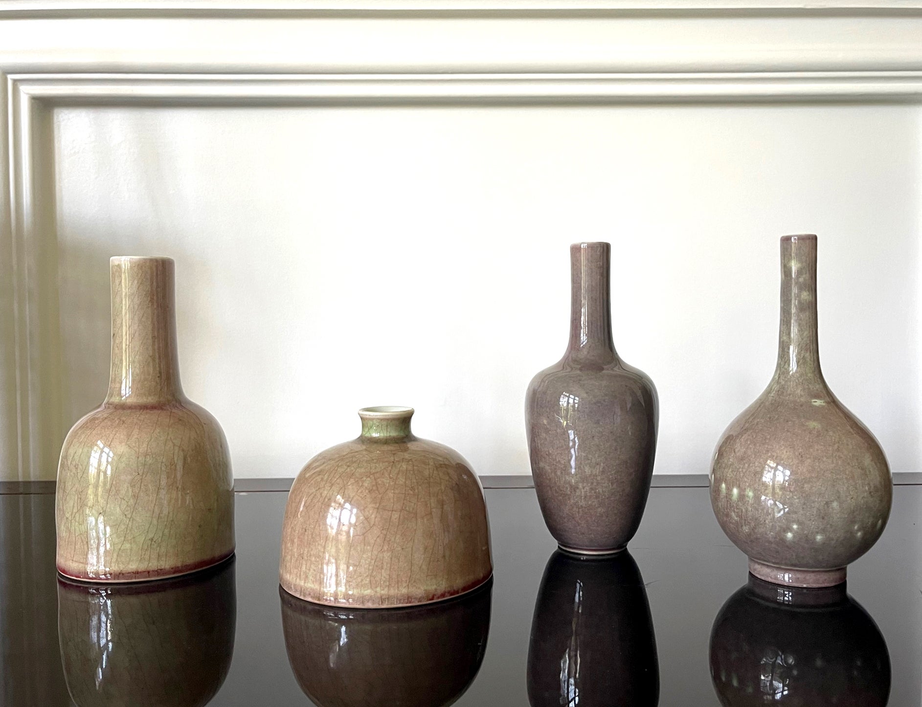 Collection of Four Chinese Ceramic Vases with Peachbloom Glaze For Sale 9