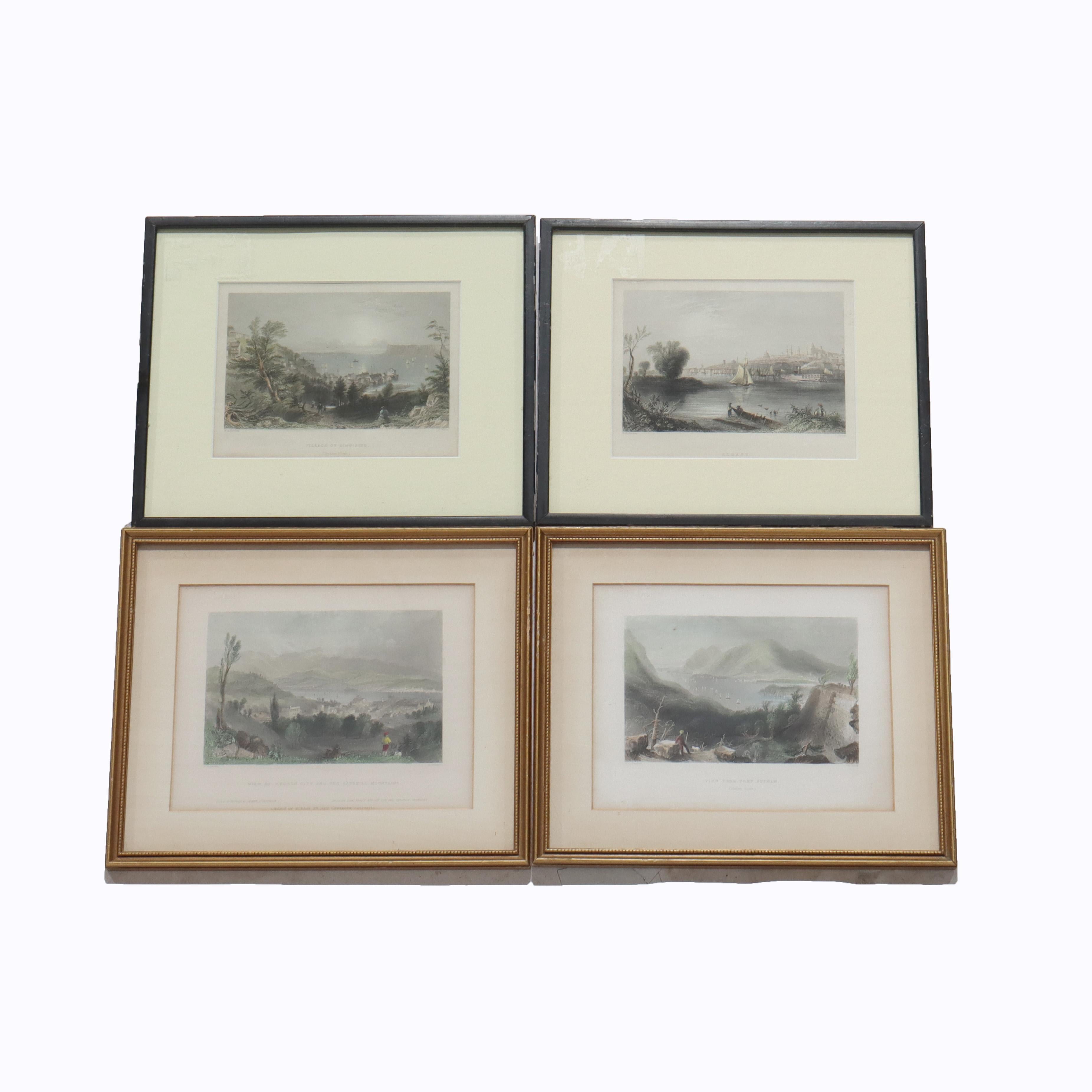 Collection of Four Colored Lithographs of Hudson River Views Signed 19thC For Sale 6