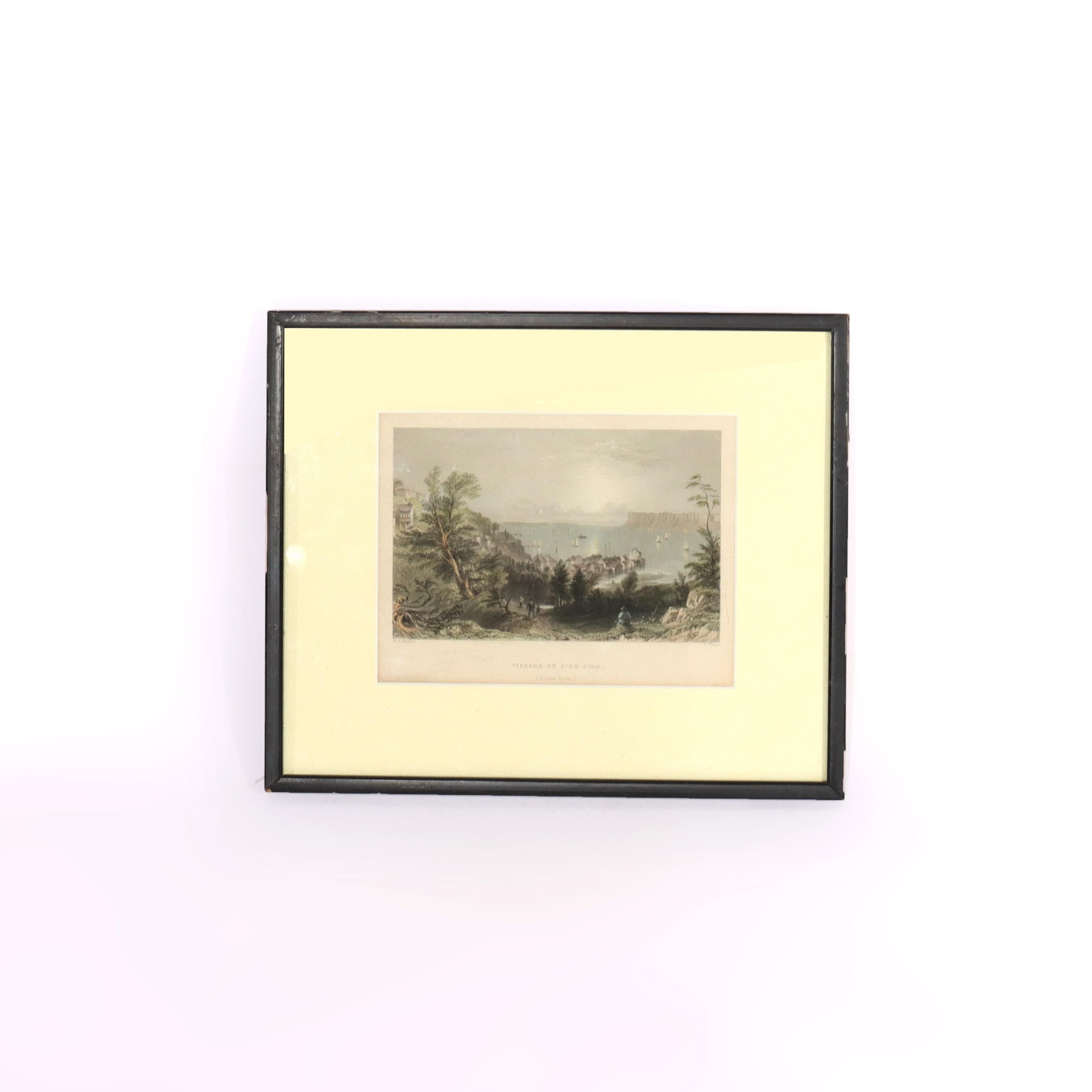 Collection of Four Colored Lithographs of Hudson River Views Signed by W. H. Bartlett 19thC.    
Measures - 10.5
