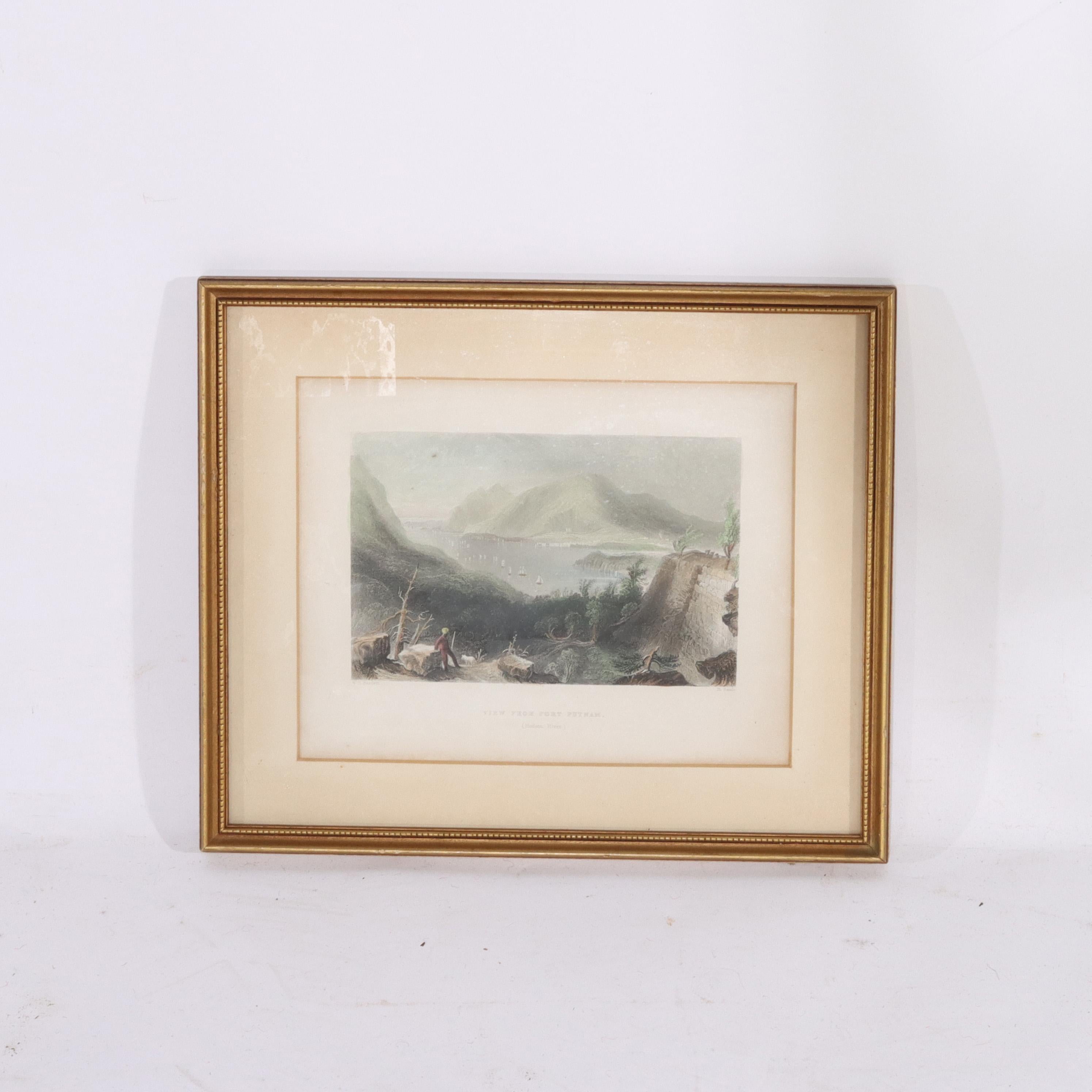 Collection of Four Colored Lithographs of Hudson River Views Signed 19thC In Good Condition For Sale In Big Flats, NY