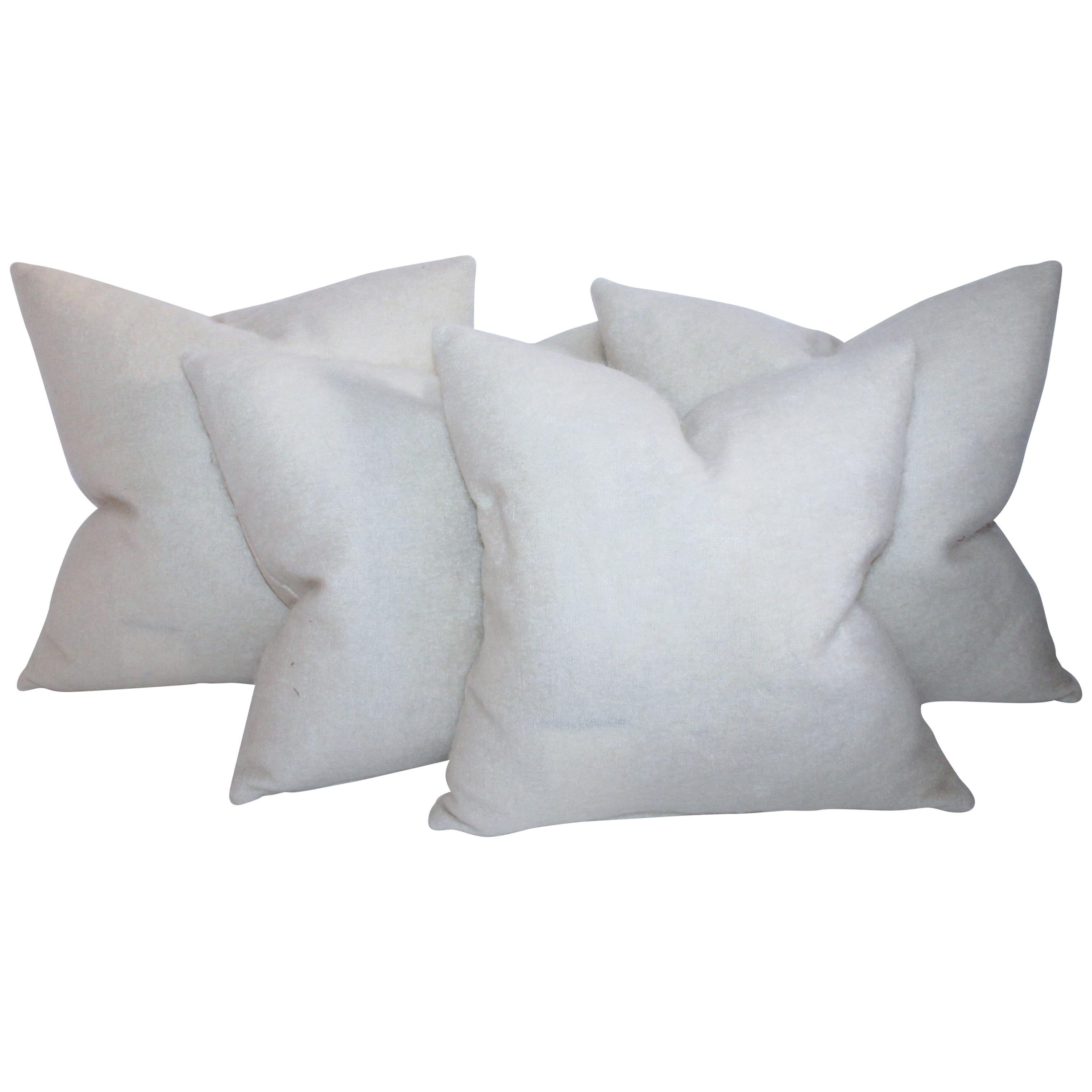 Collection of Four Cream Mohair Pillows