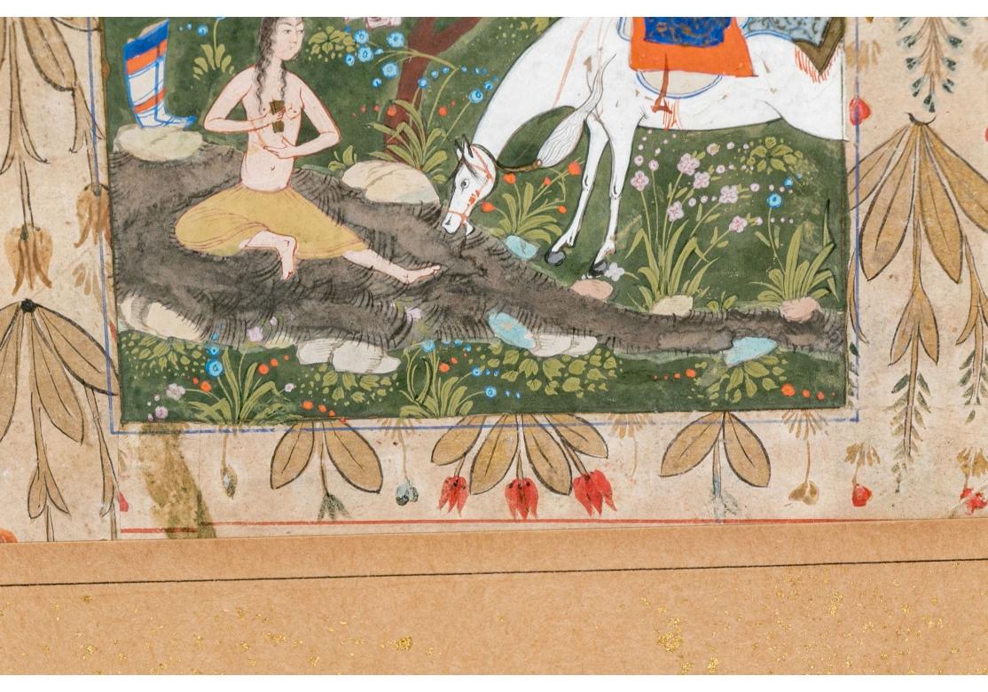 Sammlung von vier gerahmten indischen und persischen Miniaturgemälden im Angebot 2