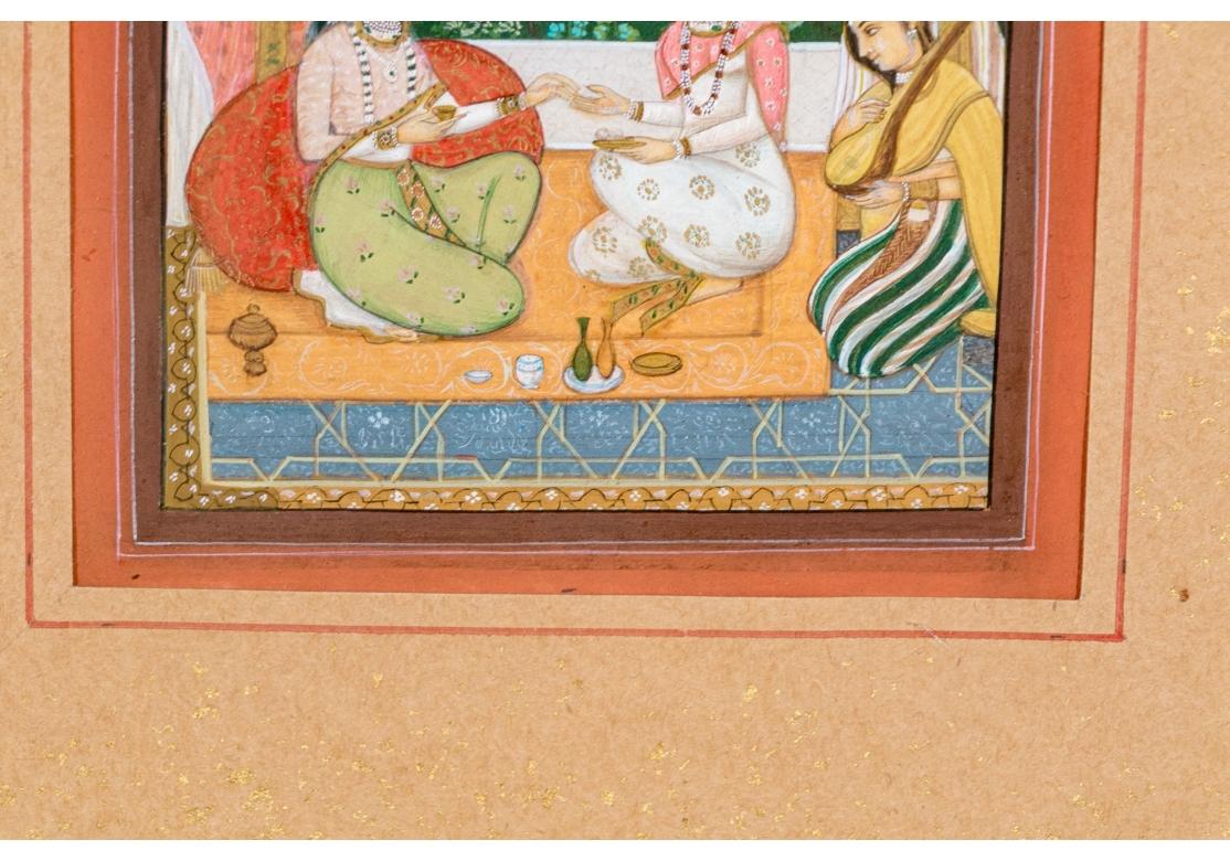 Sammlung von vier gerahmten indischen und persischen Miniaturgemälden im Angebot 12
