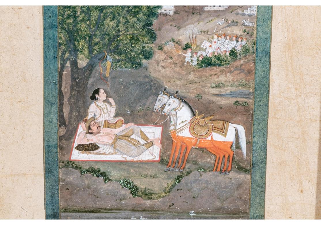 Sammlung von vier gerahmten indischen und persischen Miniaturgemälden (Anglo Raj) im Angebot