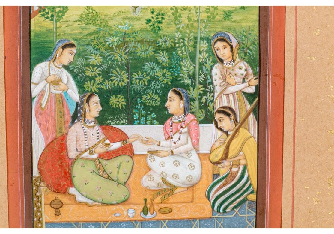 Sammlung von vier gerahmten indischen und persischen Miniaturgemälden (Indisch) im Angebot