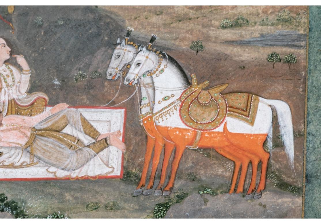 Peint à la main The Collective of Four Encaded Indian and Persian Miniature Paintings (Collection de quatre peintures miniatures indiennes et persanes encadrées) en vente