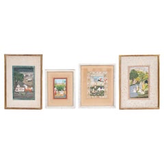Vintage Collection Of Four Framed Indian And Persian Miniature Paintings