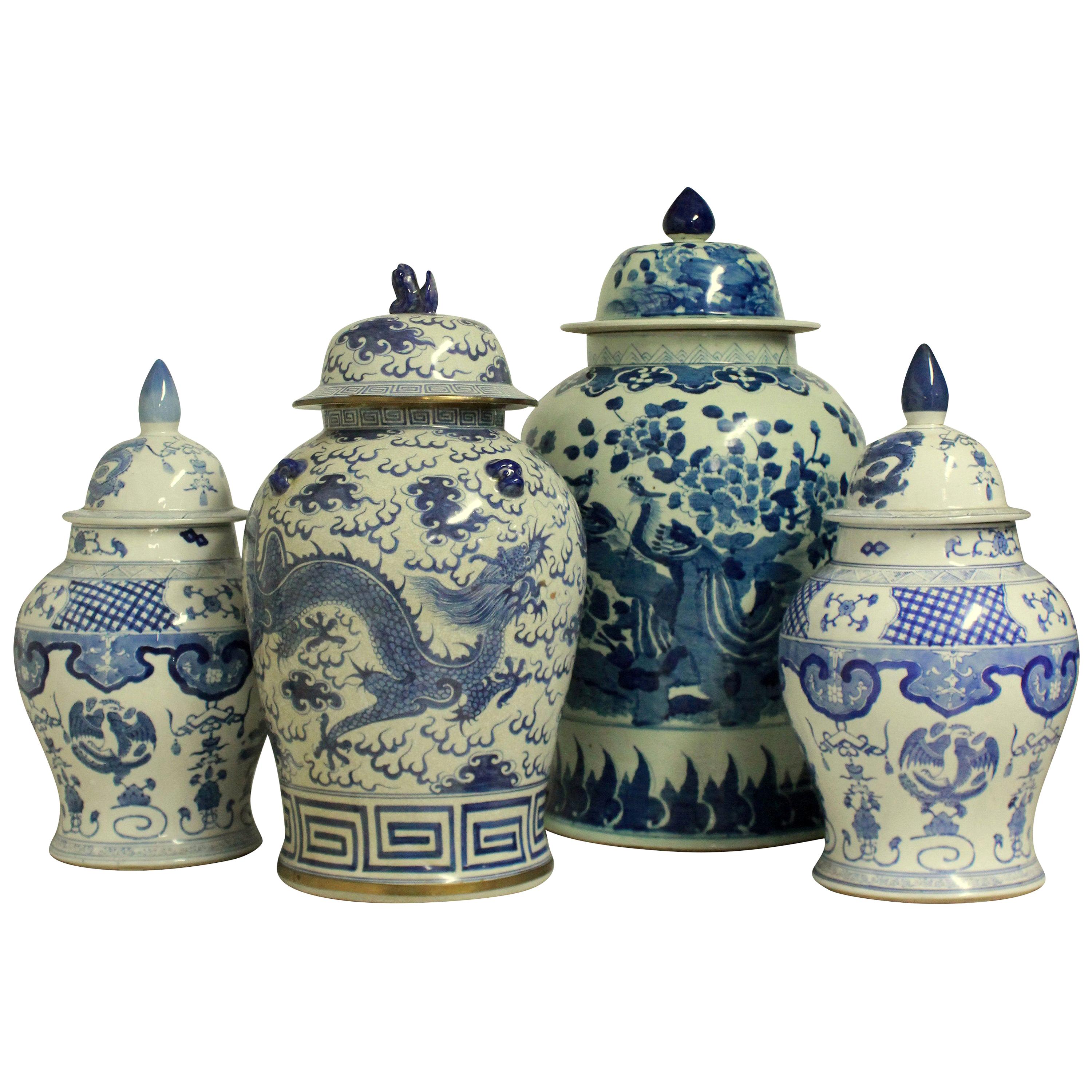 Collection of Four Large Chinese Vase with Covers