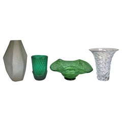 Colección de cuatro grandes jarrones de cristal italianos de mediados de siglo