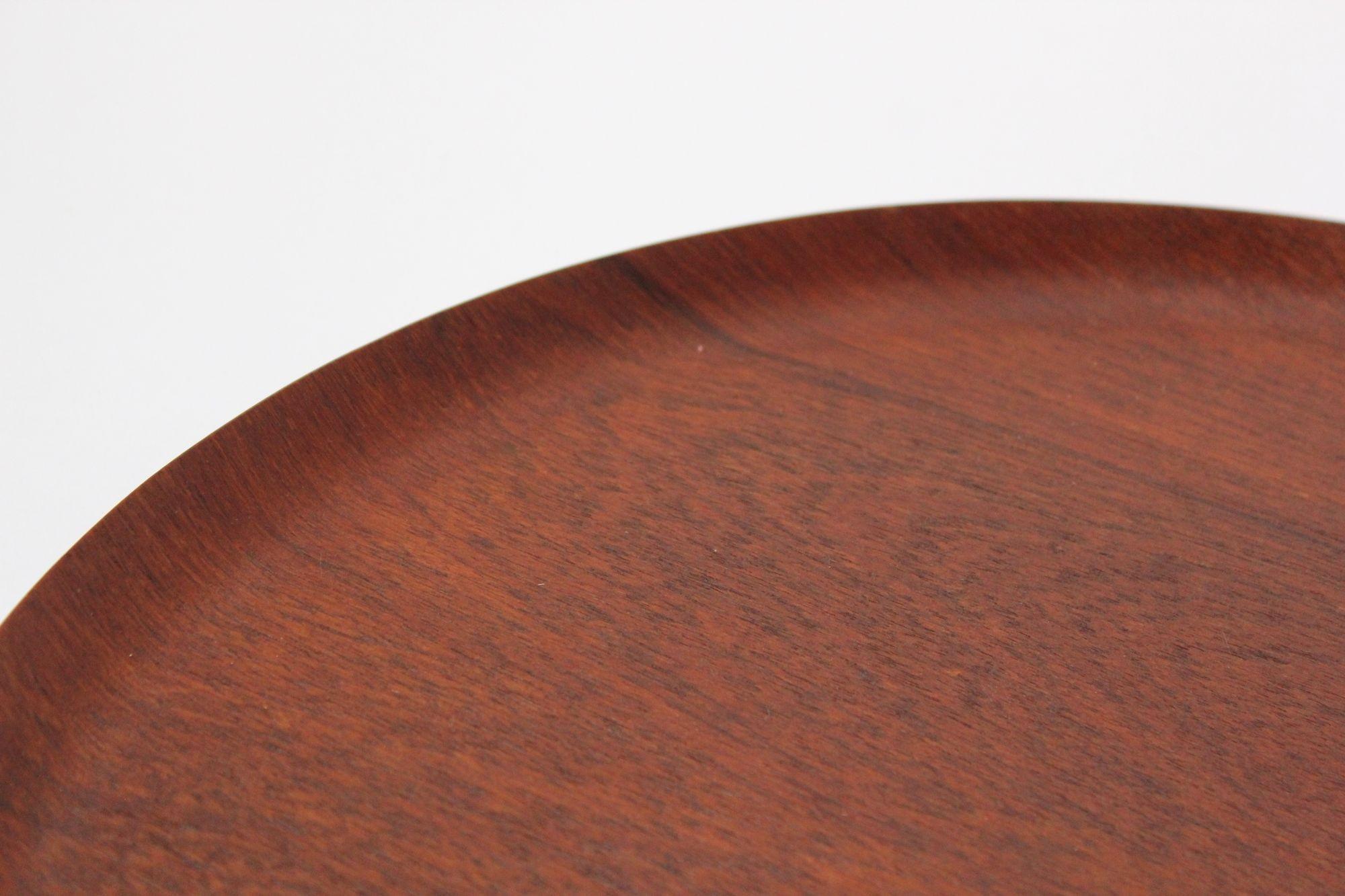 Collection of Four Large Swedish Modern Round Teak Trays For Sale 7