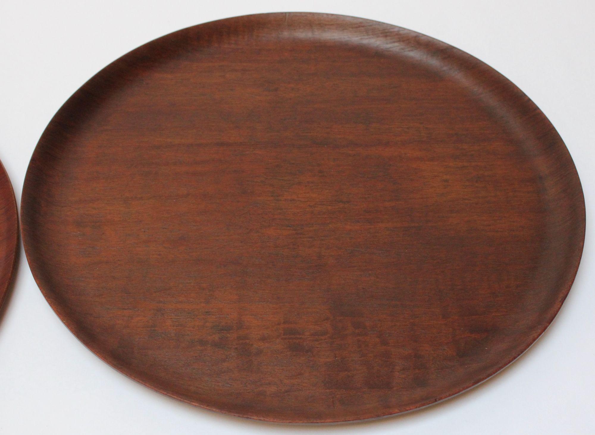 large round wood tray
