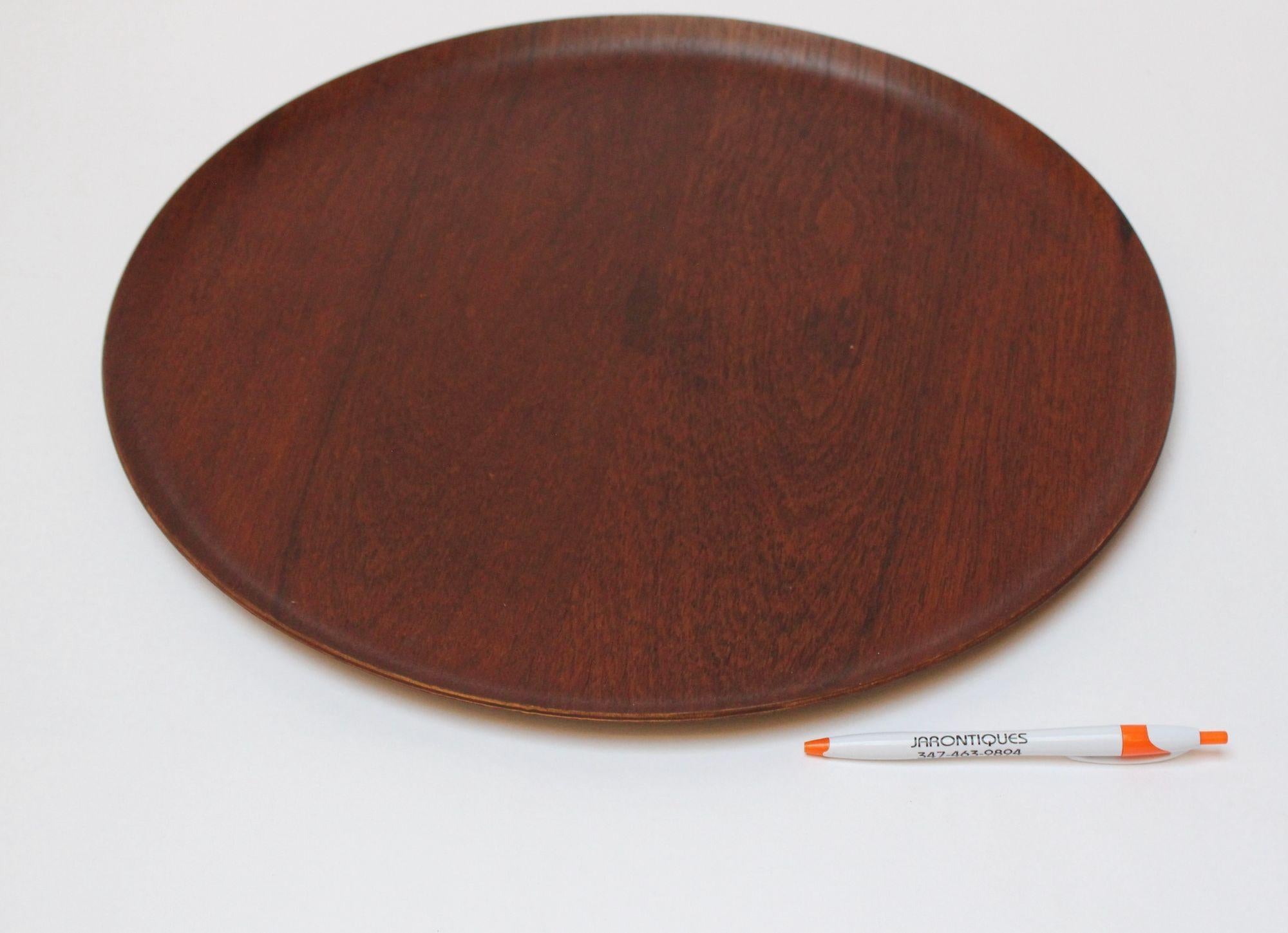 Scandinavian Modern Collection of Four Large Swedish Modern Round Teak Trays For Sale