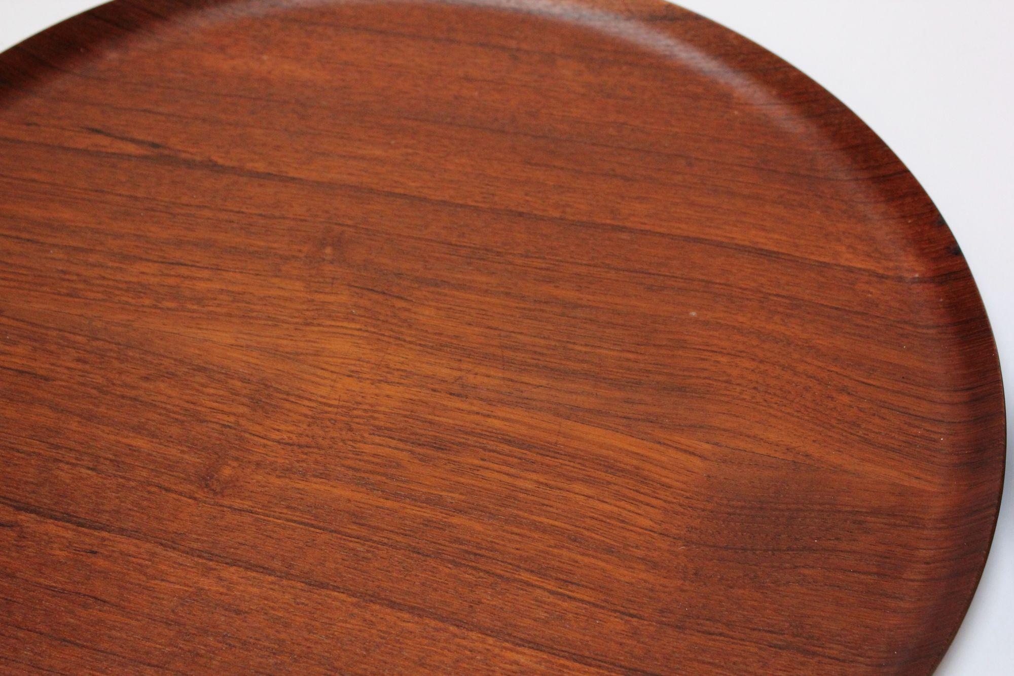 Mid-20th Century Collection of Four Large Swedish Modern Round Teak Trays For Sale