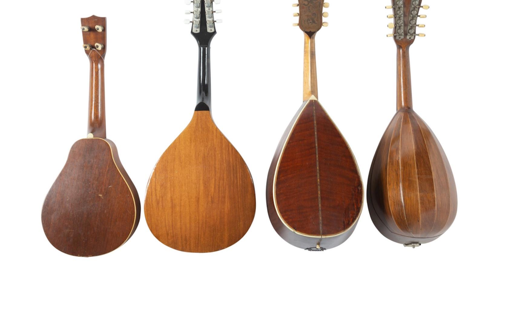 Collection Of Four Mandolins, Some With Inlay Tortoiseshelle, Satin Wood. Great Pieces For Art Work. Sizes Vary. Property from the Estate of Fred and Estelle Spector, Chicago, Illinois He was a member of the Chicago Symphony Orchestra for 47 years