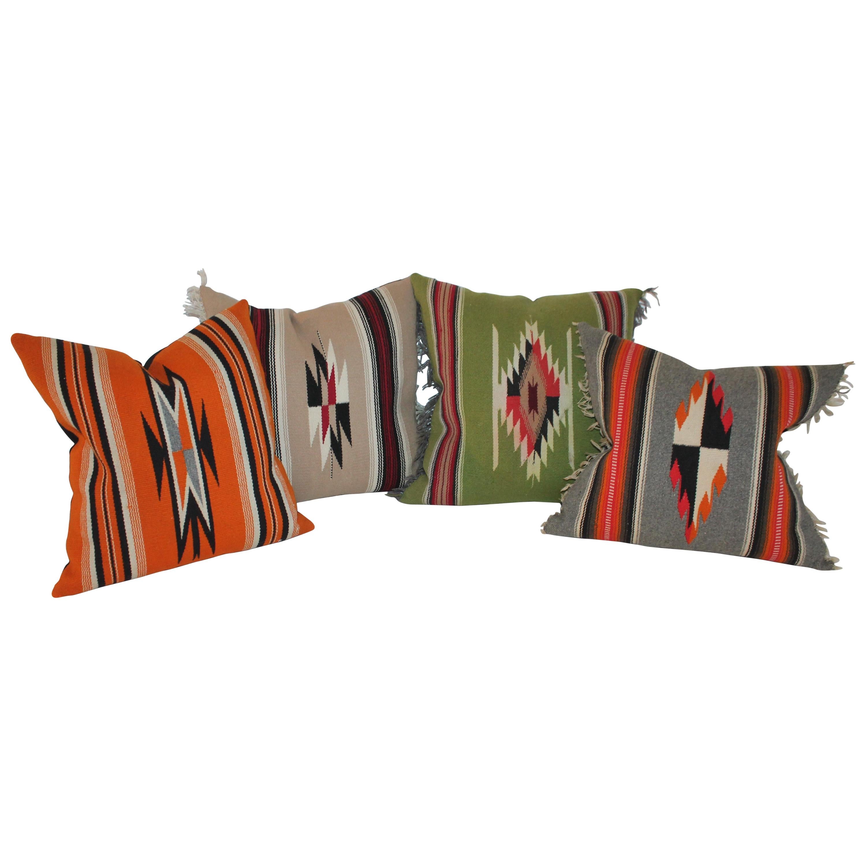 Collection of Four Mexican/ American Indian Weaving Serape Pillows