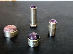 Collection de quatre boîtes mexicaines modernes en argent sterling et Amythest Spratling