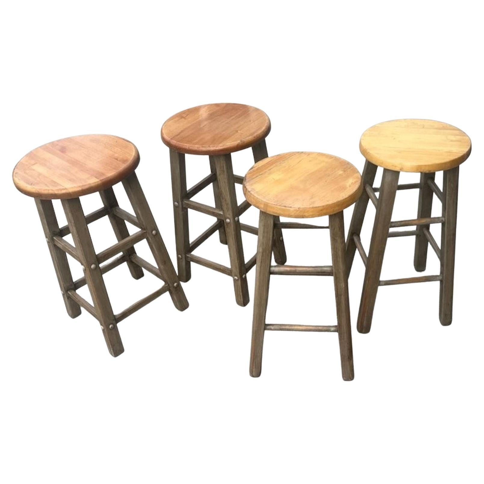Collection of Four Original Painted Bar Stools