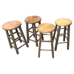 Vintage Collection of Four Original Painted Bar Stools
