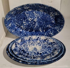 Collection of Four Oval Sponge Ware  Platters