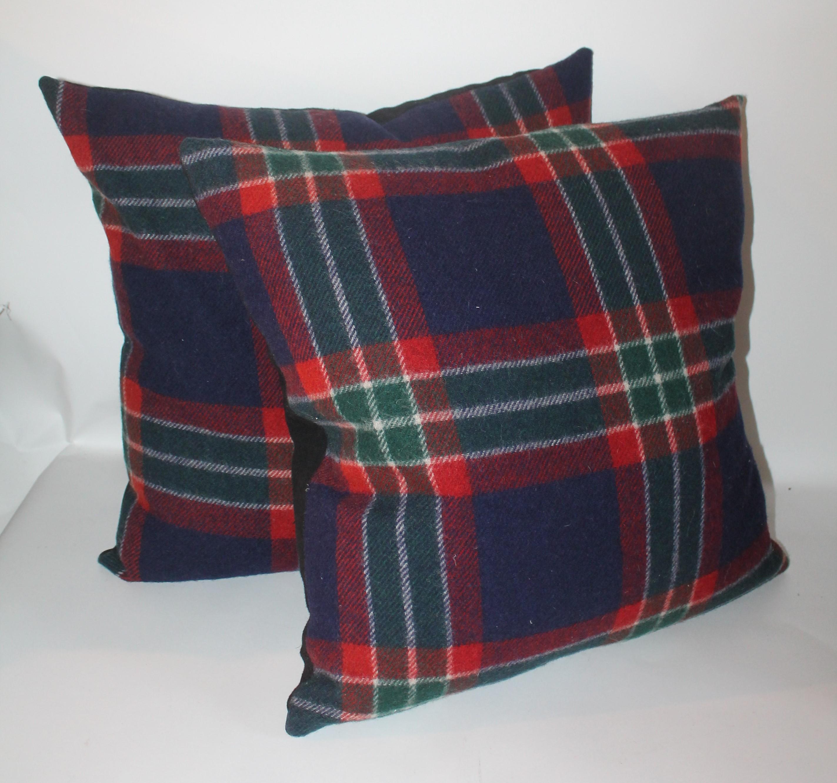 Country Collection of Four Plaid Blanket Pillows / 4