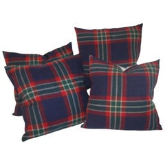 Collection of Four Plaid Blanket Pillows / 4