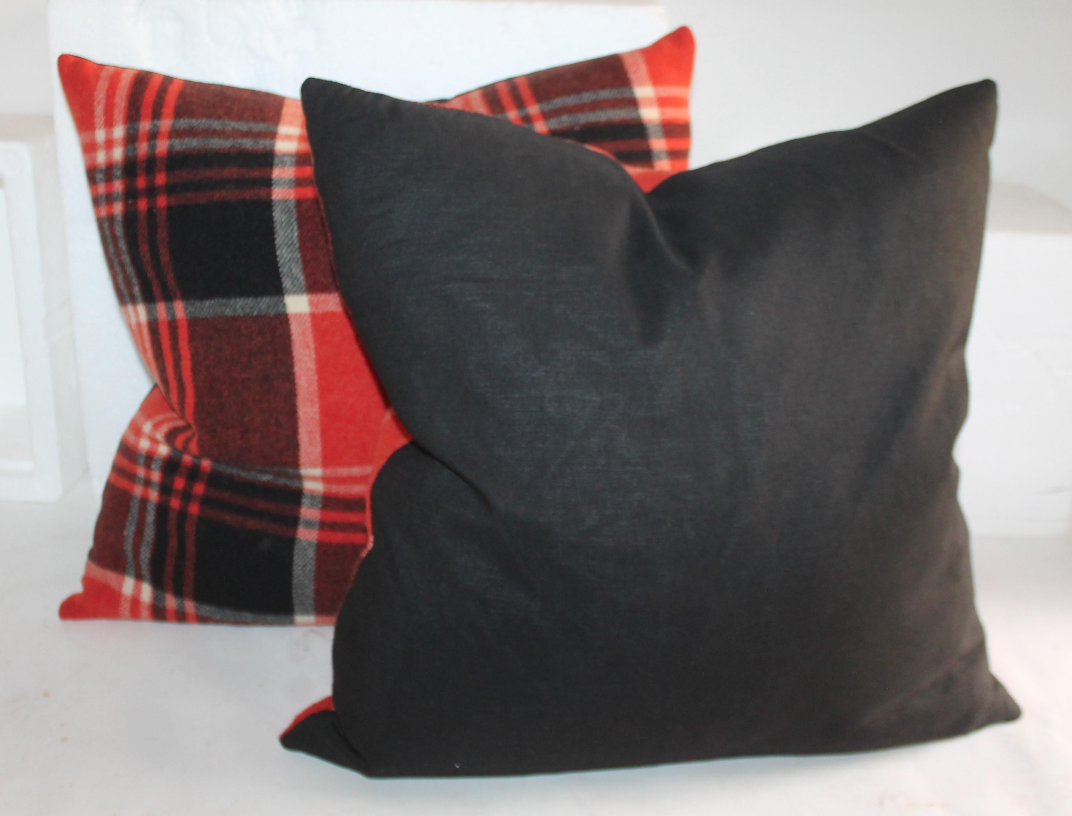 Collection of Four Plaid Blanket Pillows In Good Condition In Los Angeles, CA