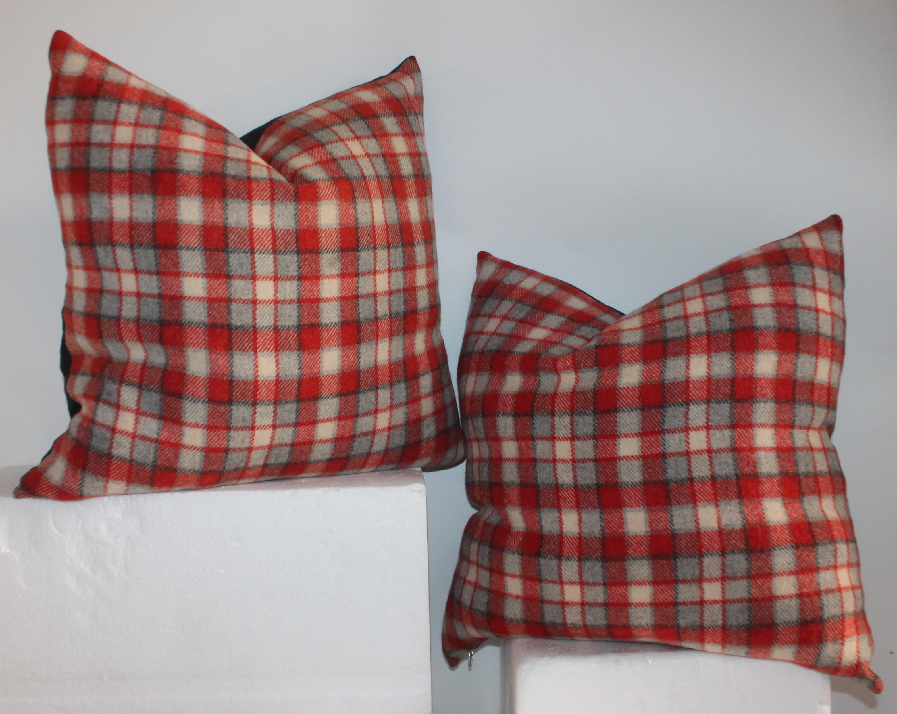 Adirondack Collection of Four Plaid Camp Blanket Pillows For Sale