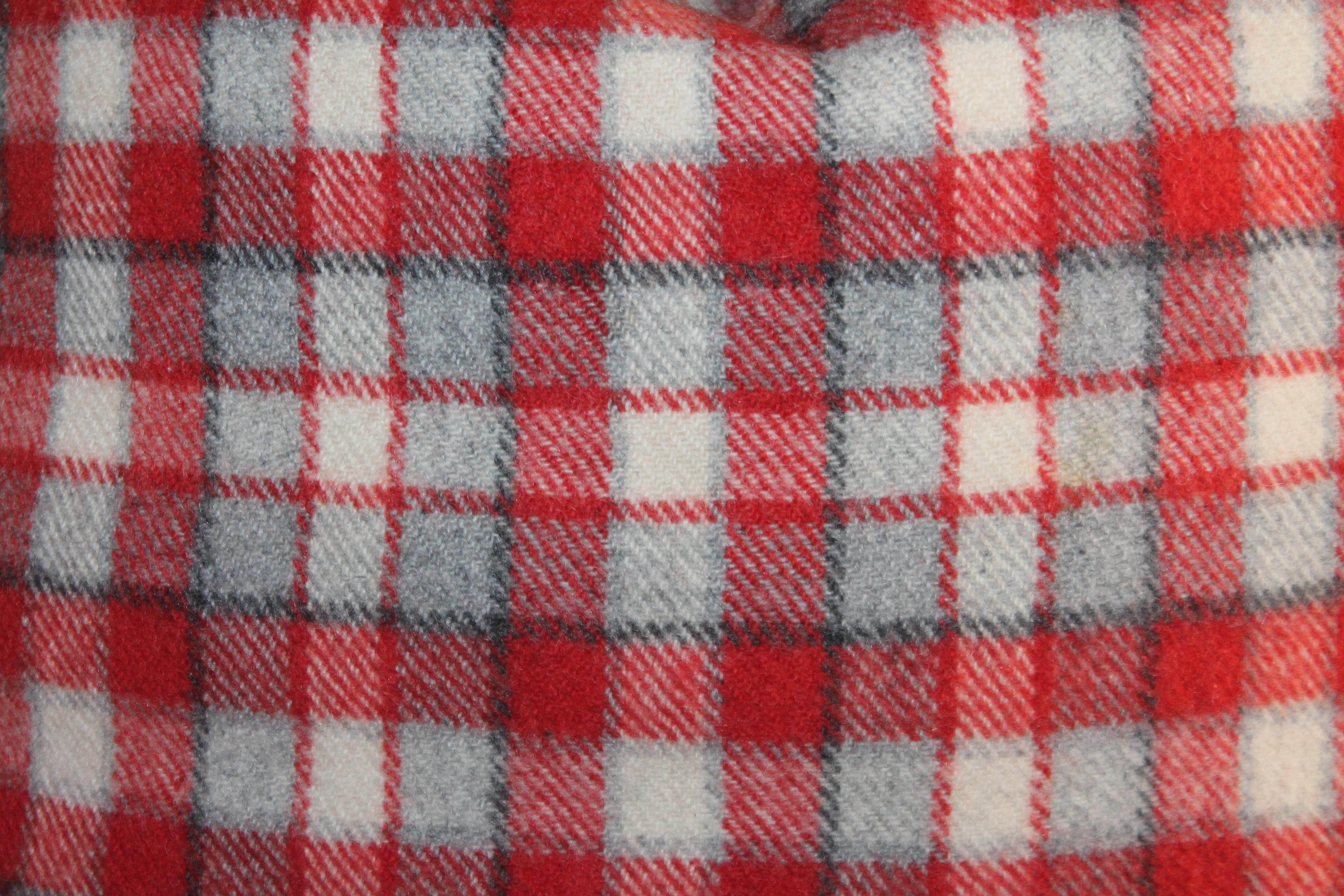 Collection of Four Plaid Camp Blanket Pillows In Good Condition For Sale In Los Angeles, CA