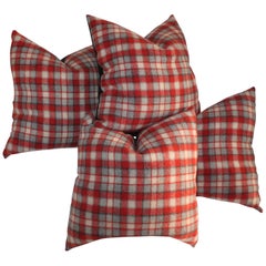 Vintage Collection of Four Plaid Camp Blanket Pillows