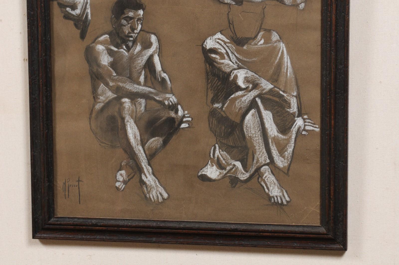 Collection of Four Swedish, Mid-20th Century Charcoal Studies For Sale 5