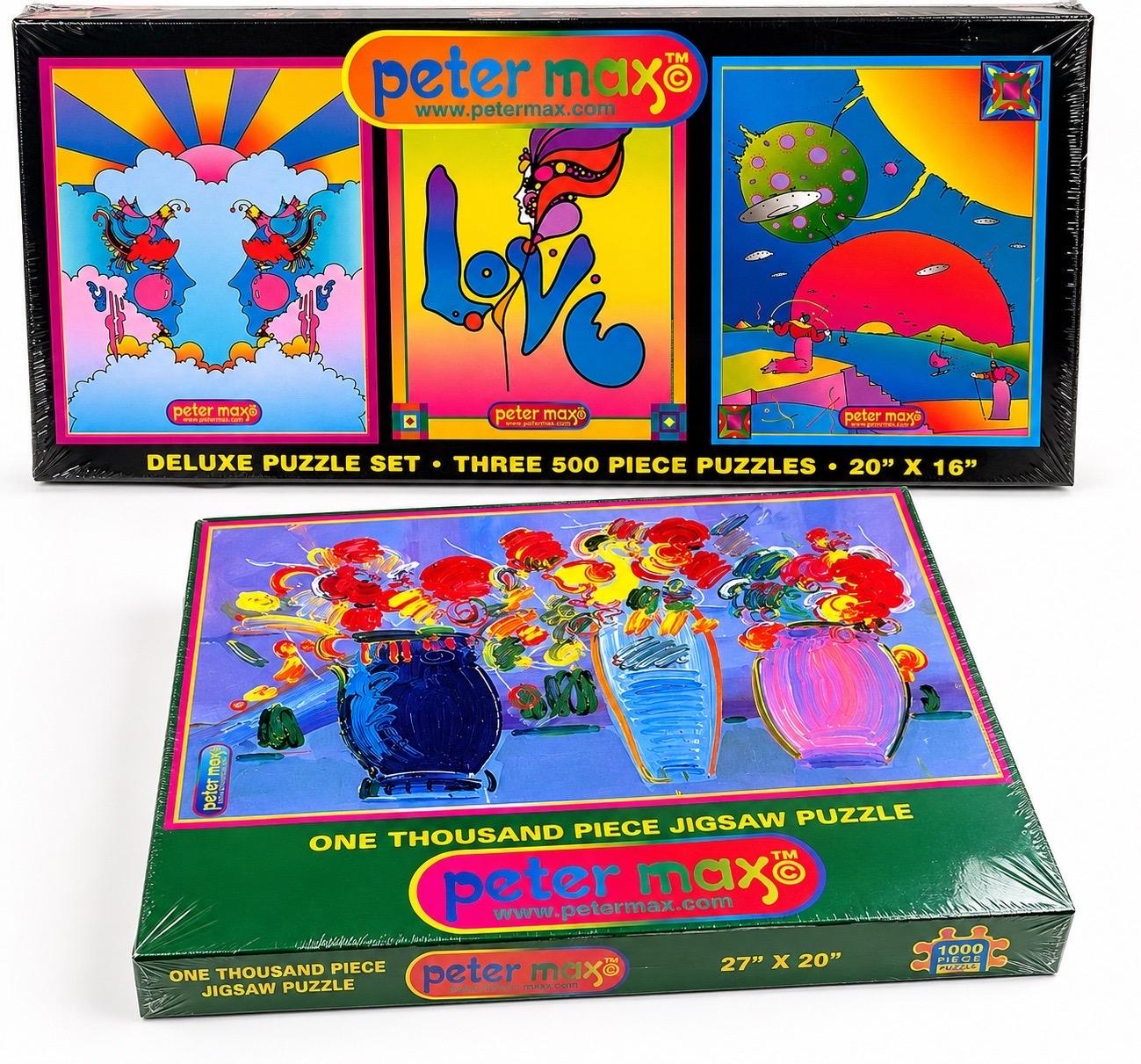 Collection of Four Unopened Peter Max Pop Art Jigsaw Puzzles