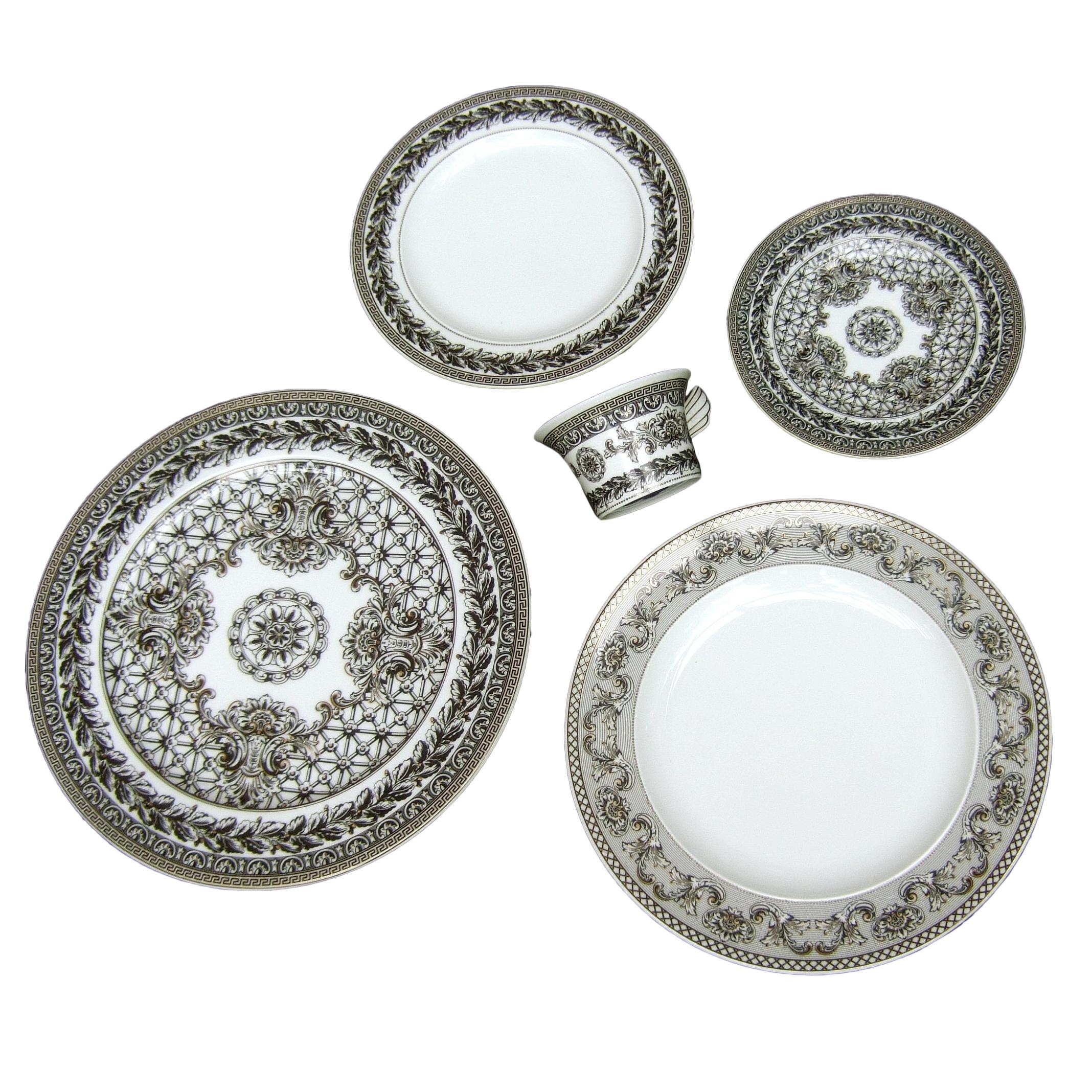 Collection of Four Versace for Rosenthal Porcelain Dining Plates circa 1990s