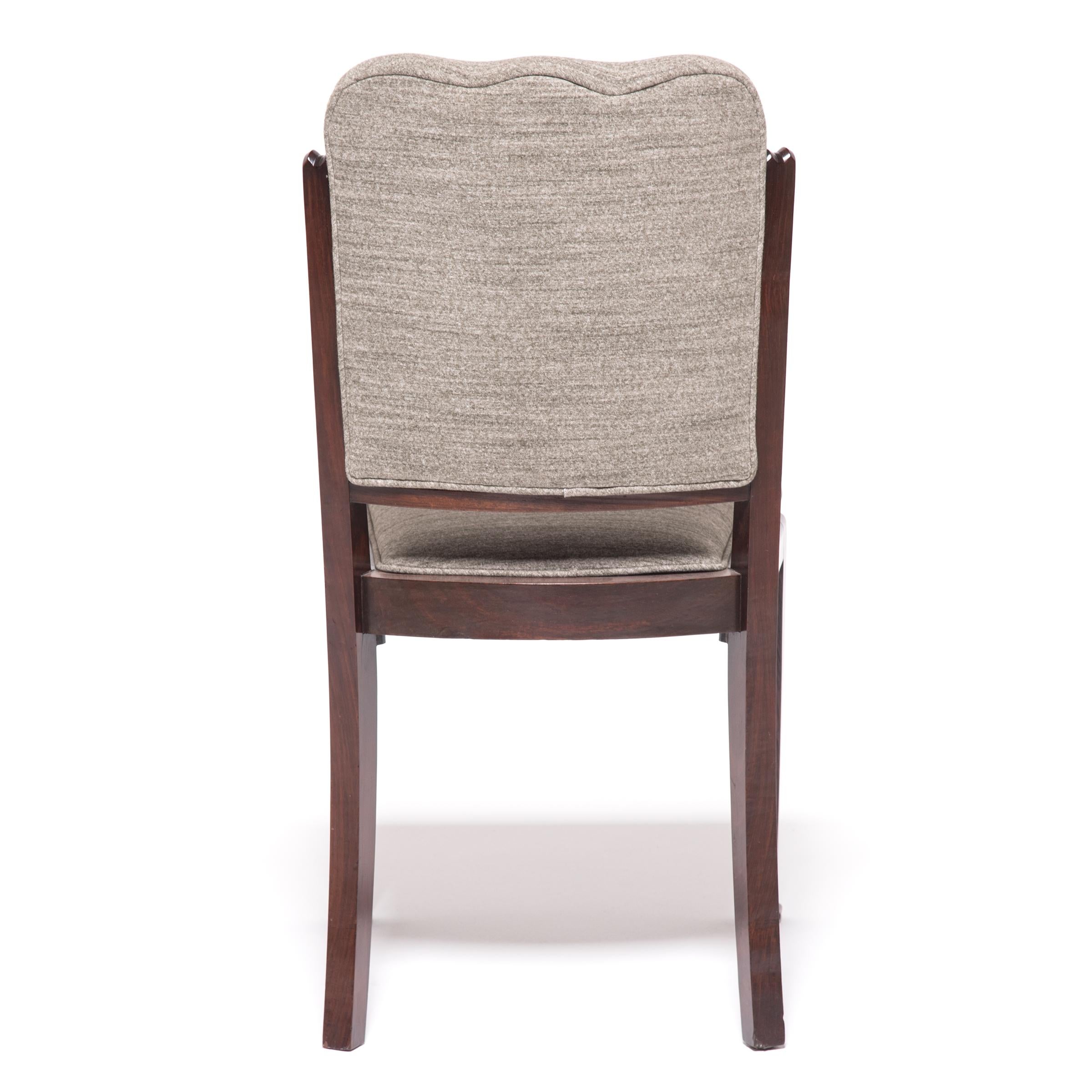 Wool Collection of Fourteen Shanghai Deco Rosewood Dining Chairs