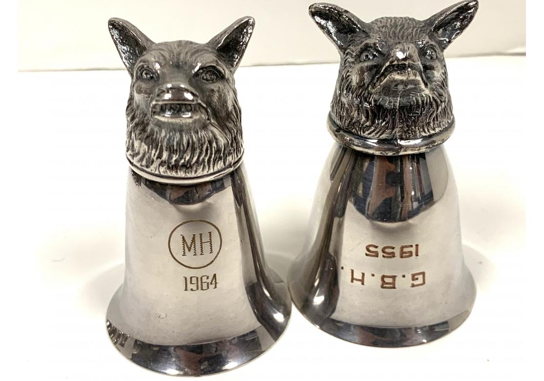 Silver Plate Collection Of Fox Head Stirrup Trophy Cups 