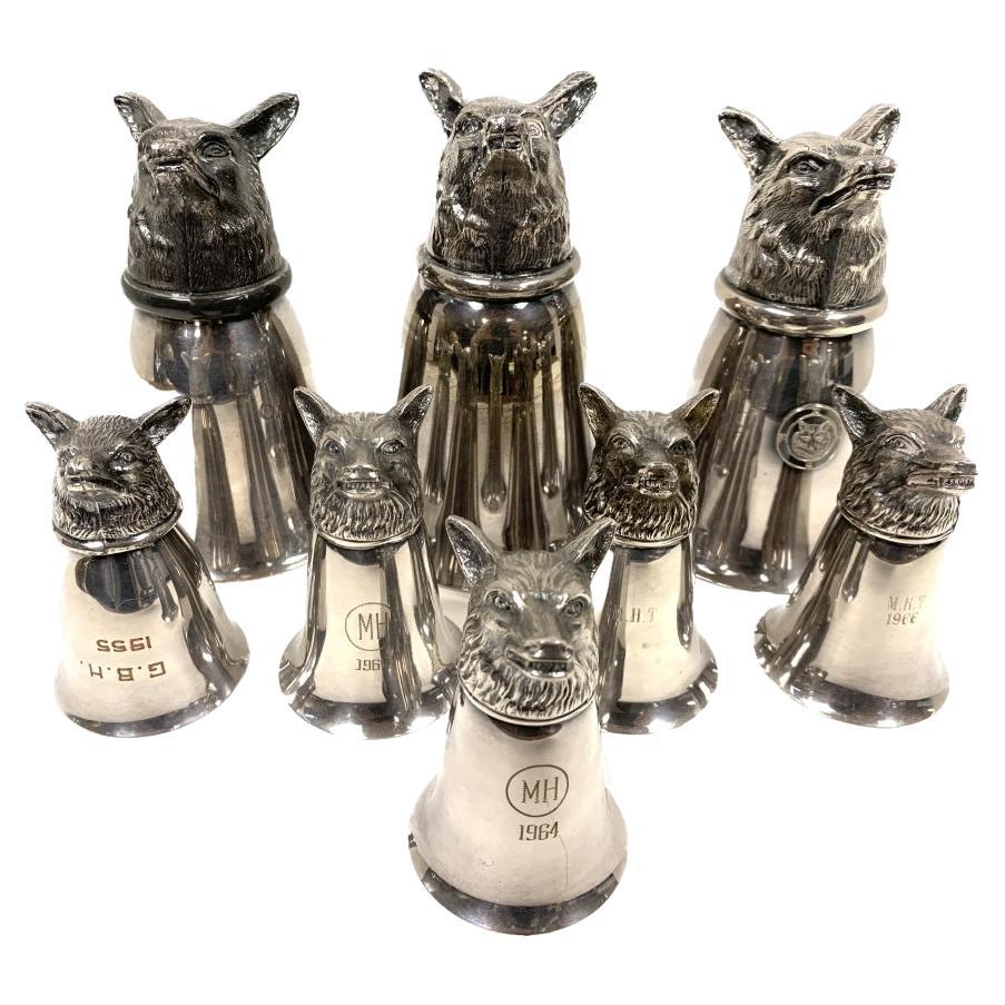 Collection Of Fox Head Stirrup Trophy Cups 