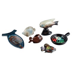 Collection of French Ceramic Fish, France, 1960/70s