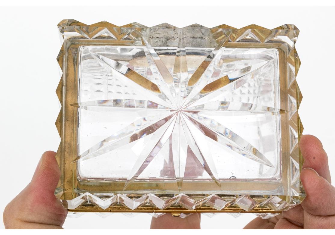 Laiton Collection de boîtes à couvercle à charnières en cristal français et allemand en vente