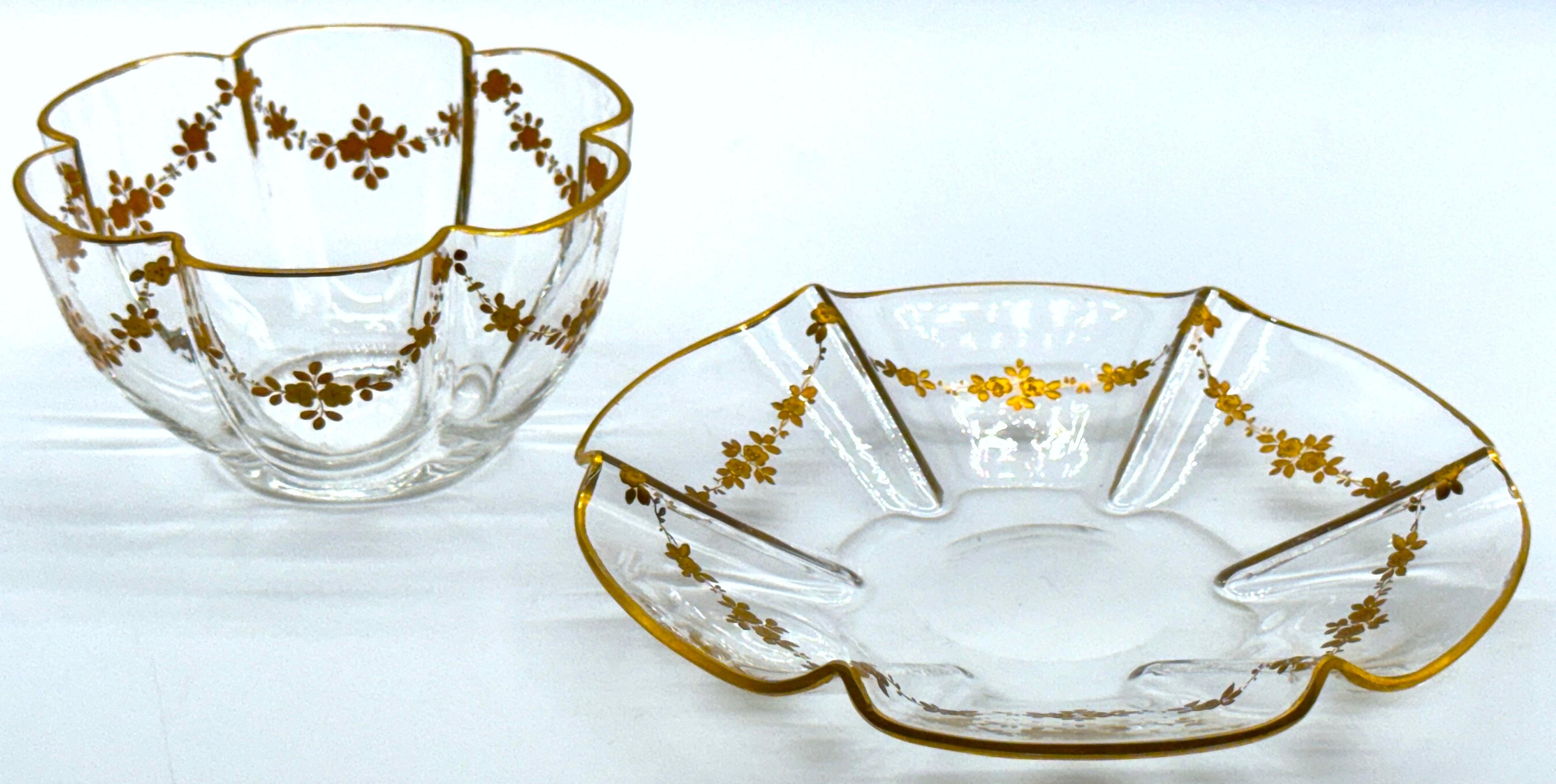 Colección de Artículos de Mesa Franceses de Cristal Esmaltado Dorado, Estilo de Baccarat en venta 4