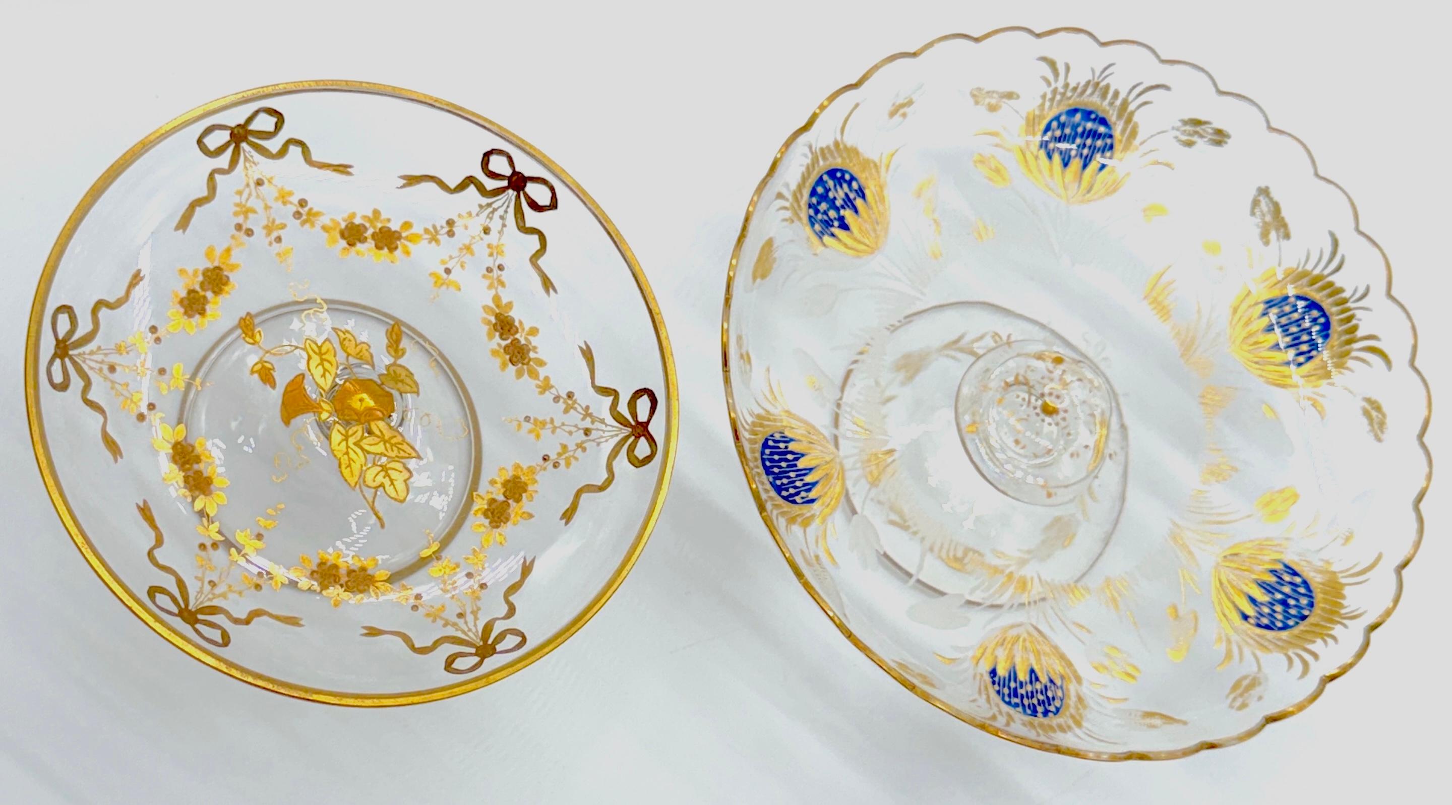 Colección de Artículos de Mesa Franceses de Cristal Esmaltado Dorado, Estilo de Baccarat en venta 1