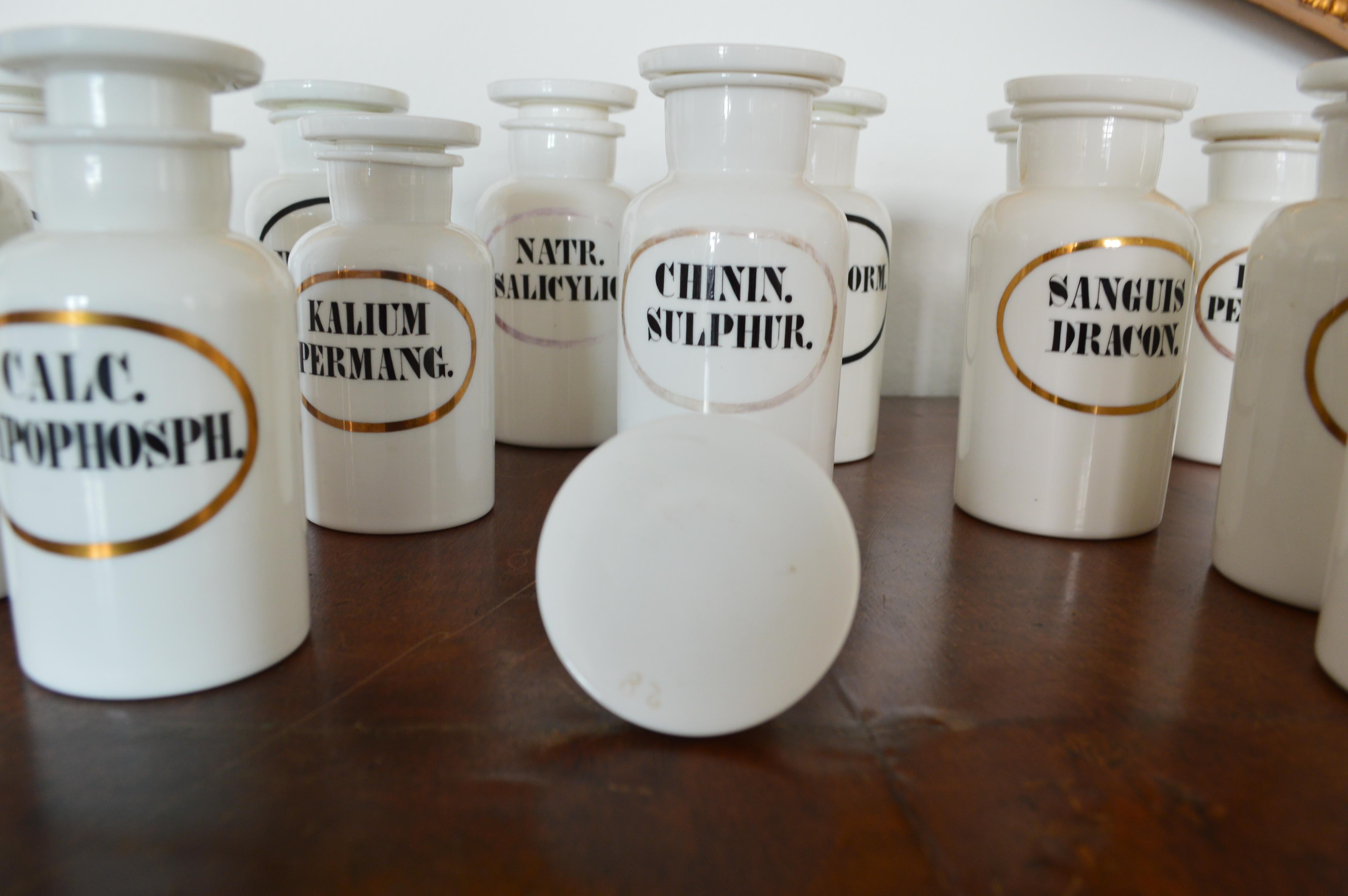 Collection de jarres d'apothicaire en opaline française en vente 1