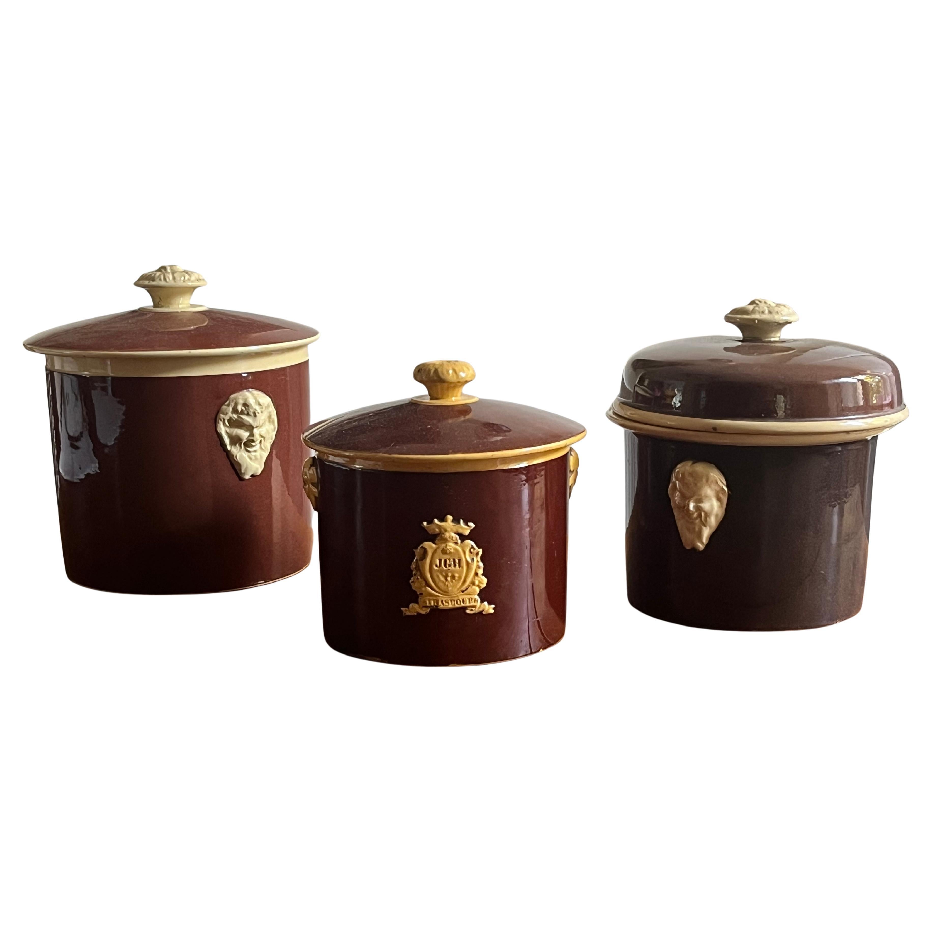 Collection of French Pate Jars, Sarreguemines