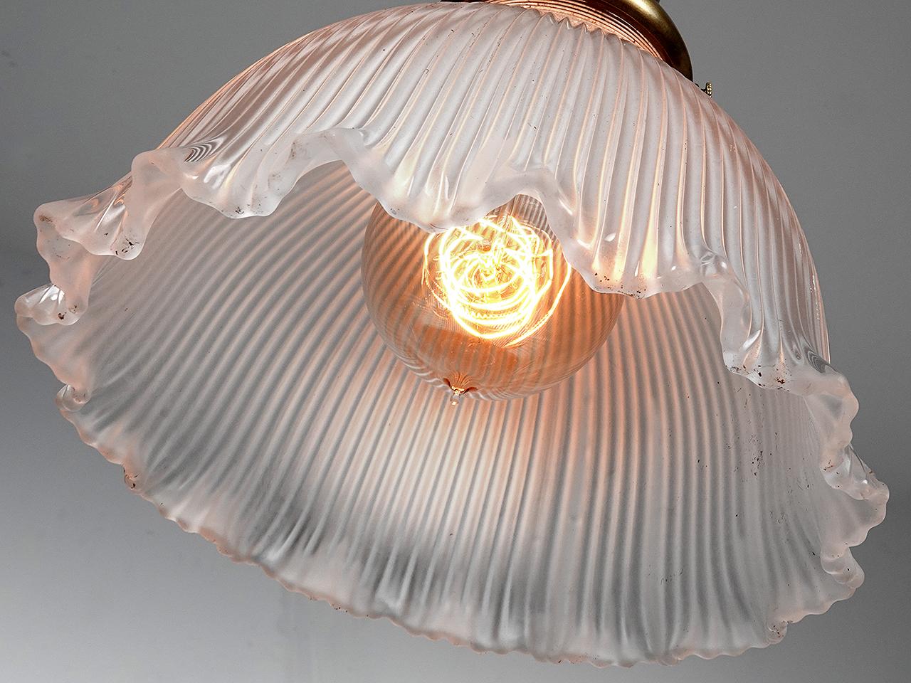Victorian Collection of Frosted Ruffled Prismatic Pendents - 7 Inch For Sale