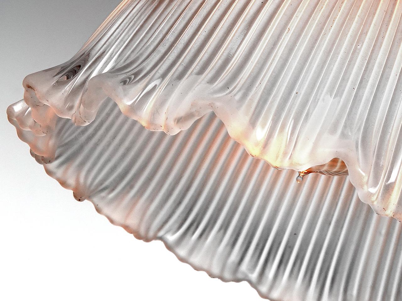 20th Century Collection of Frosted Ruffled Prismatic Pendents - 7 Inch For Sale