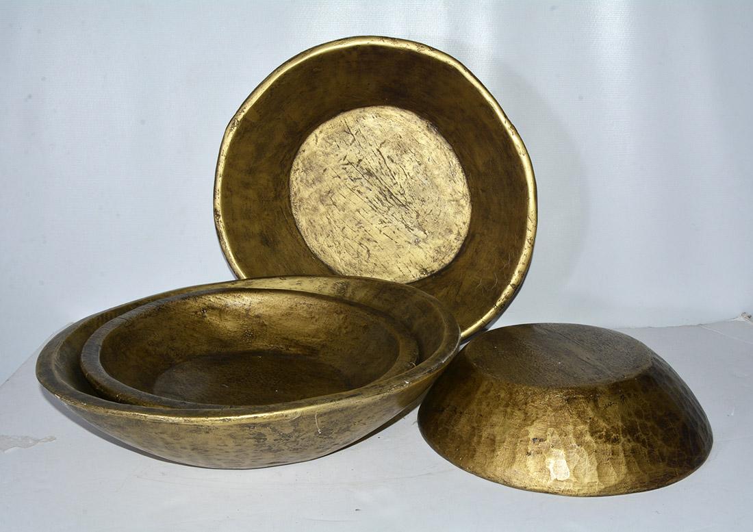 Rustic Collection of Gold Giltwood Serving Bowls