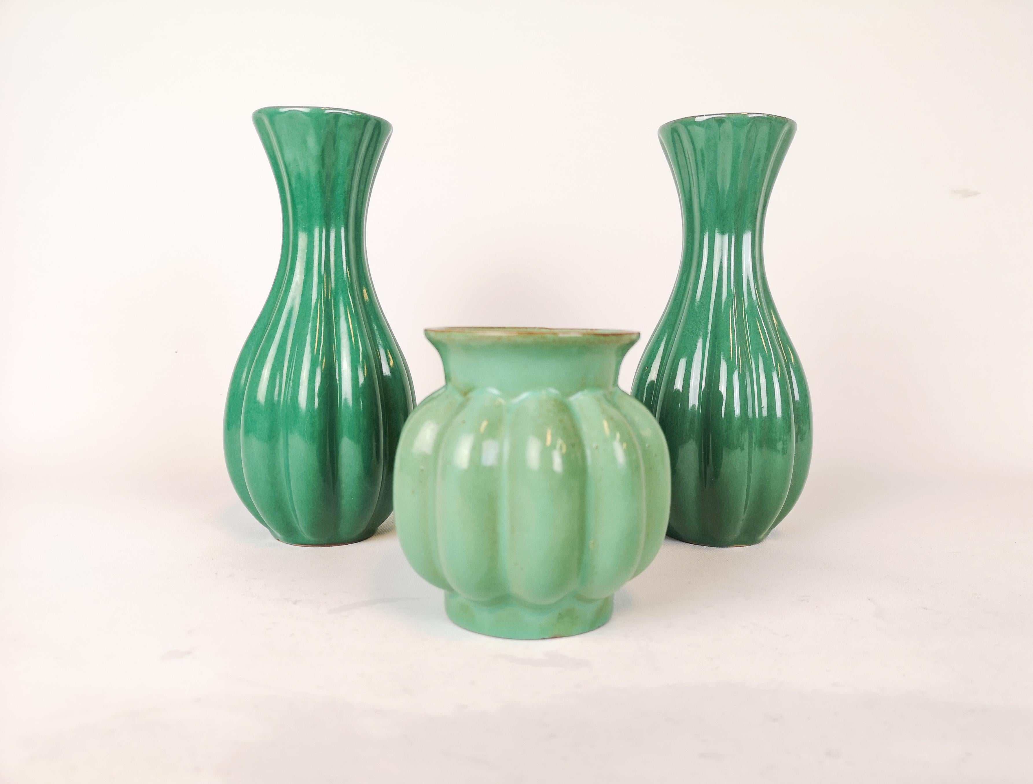 Swedish Collection of Green Art Deco Pieces Made in Sweden, 1930s-1940s