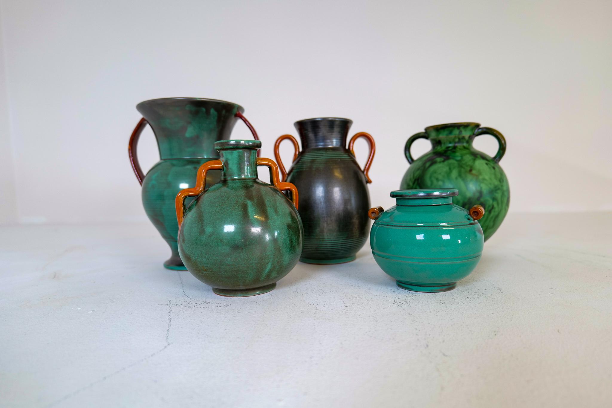 Swedish Collection of Green Art Deco Pieces Made in Sweden, 1930s-1940s For Sale