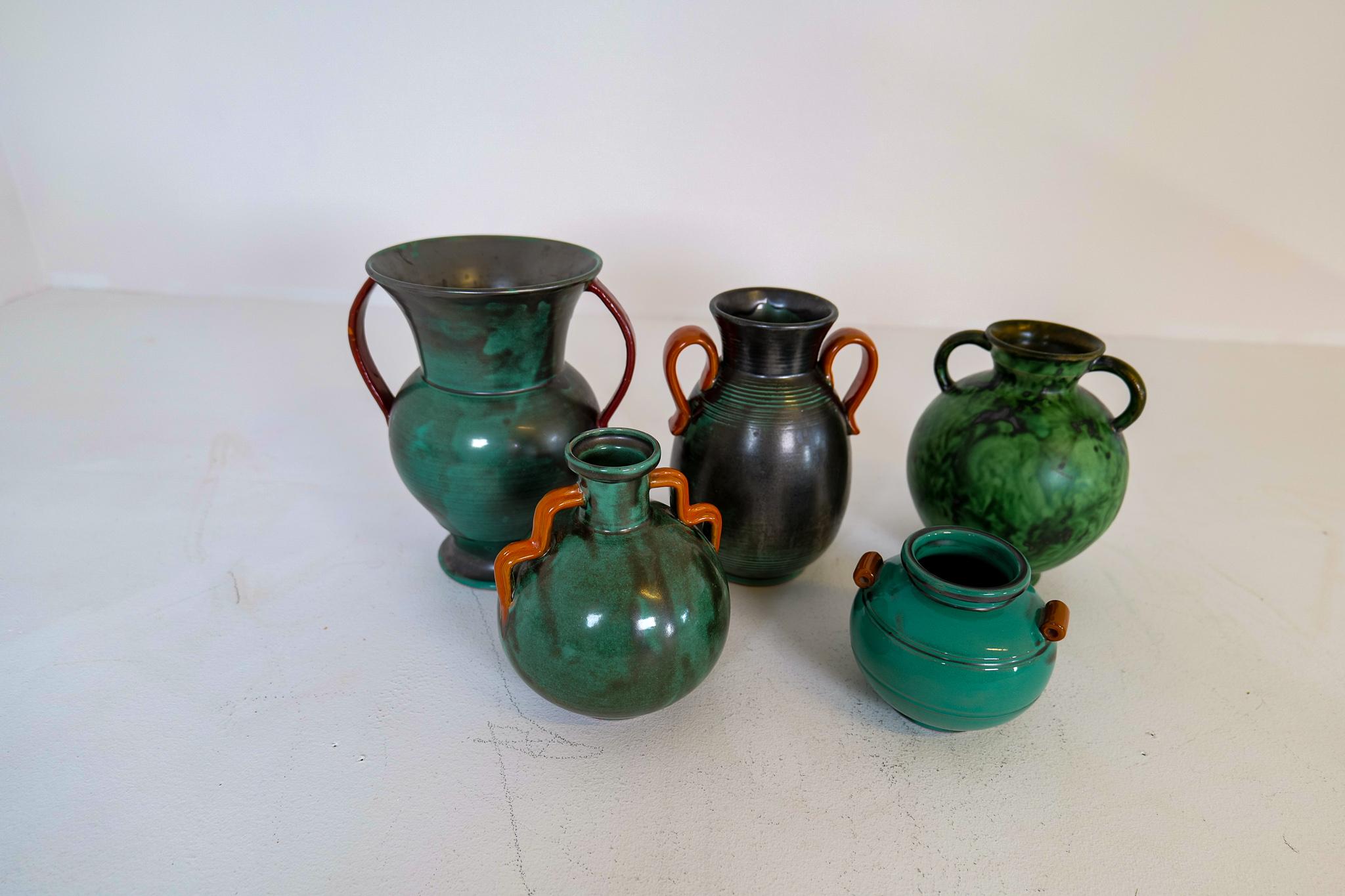 Collection of Green Art Deco Pieces Made in Sweden, 1930s-1940s In Good Condition For Sale In Hillringsberg, SE